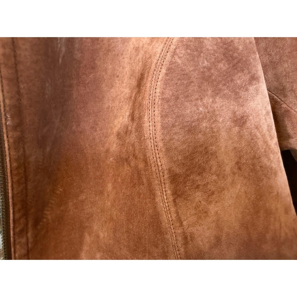 Liz Claiborne‎ rust brown suede jacket early 2000s / Y2K Paisley lining size 16 - Picture 5 of 8